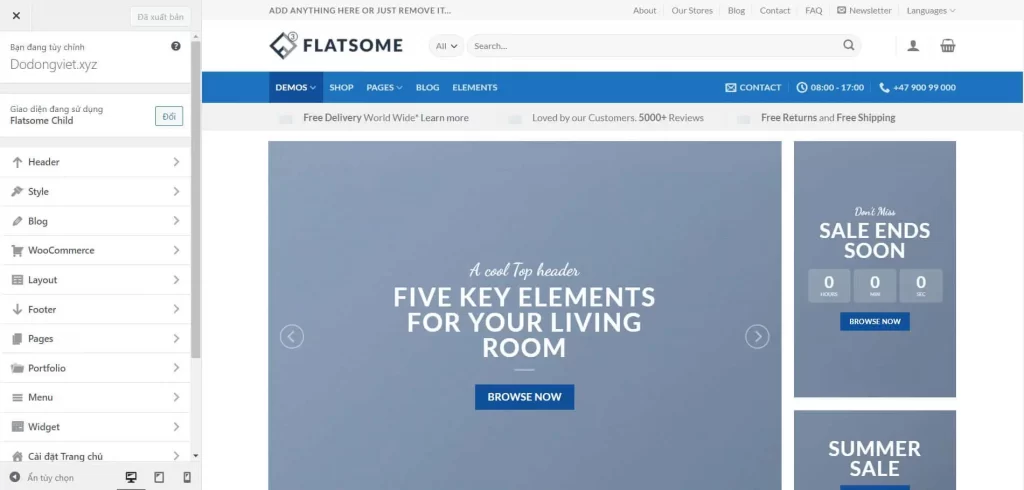 Tùy biến giao diện Flatsome